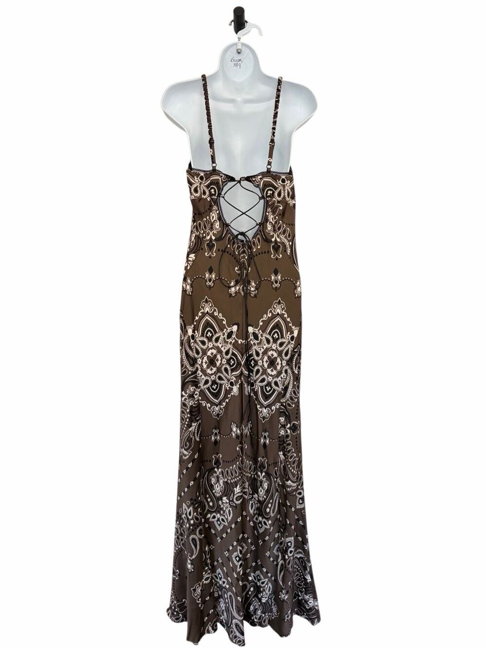Sandro Bandana Print Slip Maxi Dress Brown | Size 40 / US 8 - Picture 6 of 13